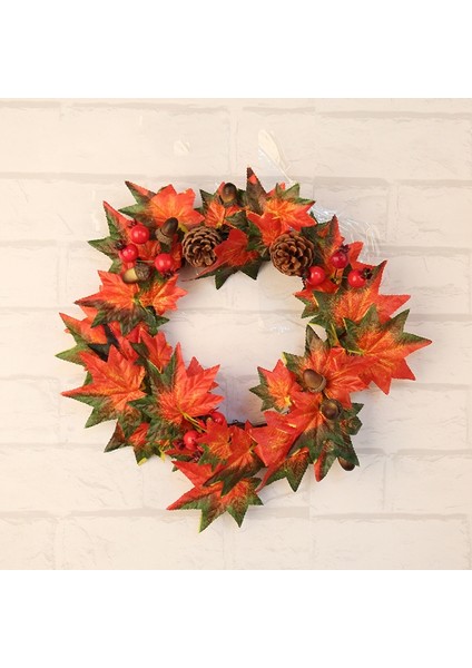 Akçaağaç Yaprağı Berry Çelenk Cadılar Bayramı ve Noel Kapı Ev Dekorasyonu 35CM (Yurt Dışından)