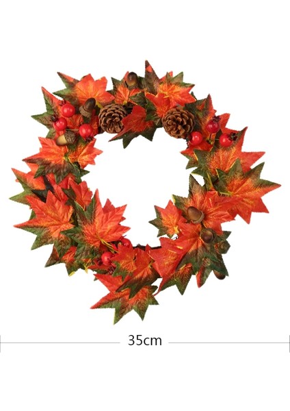 Akçaağaç Yaprağı Berry Çelenk Cadılar Bayramı ve Noel Kapı Ev Dekorasyonu 35CM (Yurt Dışından)