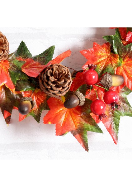 Akçaağaç Yaprağı Berry Çelenk Cadılar Bayramı ve Noel Kapı Ev Dekorasyonu 35CM (Yurt Dışından)