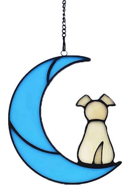 Köpek Severler Için Vitray Pet Köpek Anıt Hediyeler, Pencere Asma Süs Suncatcher, Köpek Kaybı Sempati Hediye C (Yurt Dışından)