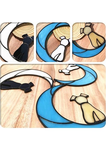 Köpek Severler Için Vitray Pet Köpek Anıt Hediyeler, Pencere Asma Süs Suncatcher, Köpek Kaybı Sempati Hediye C (Yurt Dışından)