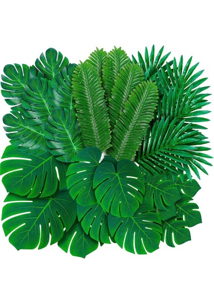 108 Paket Palmiye Yaprakları Yapay Tropikal Monstera-6 Tür Yapay Yeşil Palmiye Yaprağı Hawaii Luau Partisi Için Saplı (Yurt Dışından)
