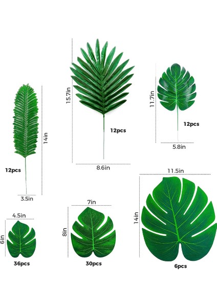 108 Paket Palmiye Yaprakları Yapay Tropikal Monstera-6 Tür Yapay Yeşil Palmiye Yaprağı Hawaii Luau Partisi Için Saplı (Yurt Dışından) indirimleri