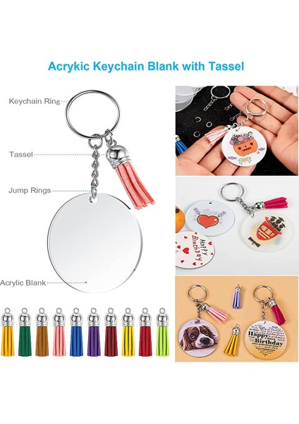Akrilik Anahtarlık Boş Set, Şeffaf Daire Akrilik Boş Toplu (2 Inç) + Anahtarlık Halkası + Atlama Halkaları + Püsküller, 30'lu Set (Yurt Dışından) fırsatları