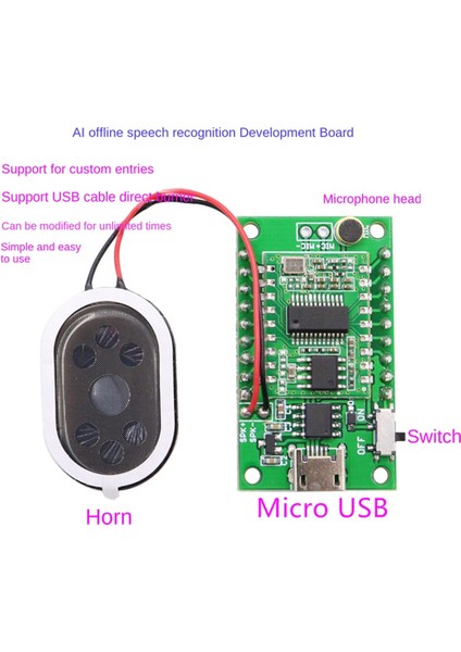 Aı Akıllı Ses Tanıma Modülü Çevrimdışı Ses Kontrol Modülü Ses Kontrolü Geliştirme Kartı Adaptörü (Yurt Dışından) fiyatları