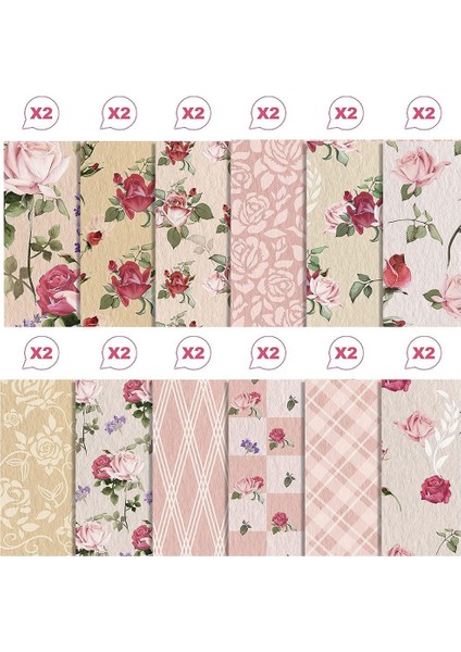 12X12 Inç Çift Taraflı Suluboya Çiçek Kart Stoğu, 24 Yaprak Bahar Mavi Gül Koleksiyon Defteri Kağıdı, Dıy Yapımı Kartları Için (Yurt Dışından)