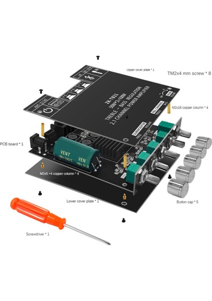 TPA3116D2 Bluetooth 5.0 -TB21 Subwoofer Amplifikatör Kartı 50WX2+100W 2.1 Kanal Güçlü Ses Stereo Bas Amp (Yurt Dışından)