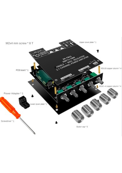 TPA3116D2 Bluetooth 5.0 -TB21 Subwoofer Amplifikatör Kartı 50WX2+100W 2.1 Kanal Güçlü Ses Stereo Bas Amp (Yurt Dışından)