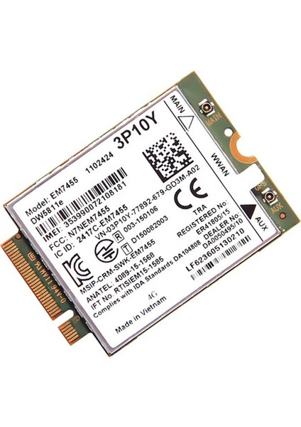 EM7455 DW5811E 4g Modülü + Anten 3P10Y Cat6 E7270 E7470 E7370 E5570 E5470 Kablosuz Fdd/tdd GOBI6000 (Yurt Dışından)