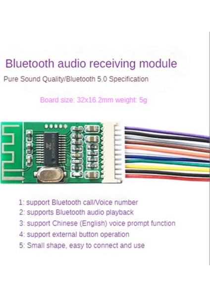 Bt5.0 Ses Alıcı Modülü Stereo Ses Çıkışı Kablosuz Bluetooth 5.0 Devre Alıcı Kurulu Hoparlör Araba Oyuncu Için (Yurt Dışından)