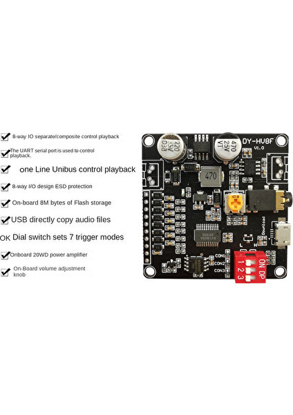 Adet 12V/24V Ses Çalma Modülü Seri Port Kontrolü Oynatma 10W/20W Ses Modülü HV8F Mp3 Için (Yurt Dışından)