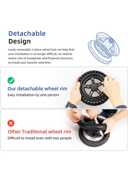 Xiaomi Pro/pro2 8.5 Inç Elektrikli Scooter Bölünmüş Tekerlek Göbeği Alüminyum Alaşımlı Arka Tekerlek Jantları Katı Lastik Aksesuarları, Kırmızı (Yurt Dışından) fırsatları