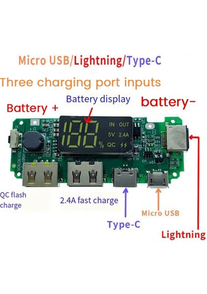 18650 Lityum Pil Dijital Ekran Şarj Modülü 5V 2A 1A Tek Şarj Portu Çok Fonksiyonlu Taşınabilir Boost Modülü (Yurt Dışından) modelleri