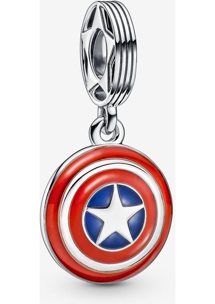 Marvel Kaptan Amerika Kalkan Sallahtılı Charm | 925 Ayar Gümüş