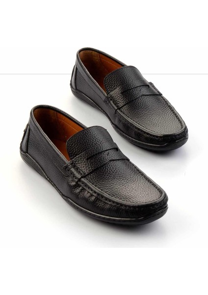 Siyah Floter Deri Erkek Loafer Ayakkabı E01396070140