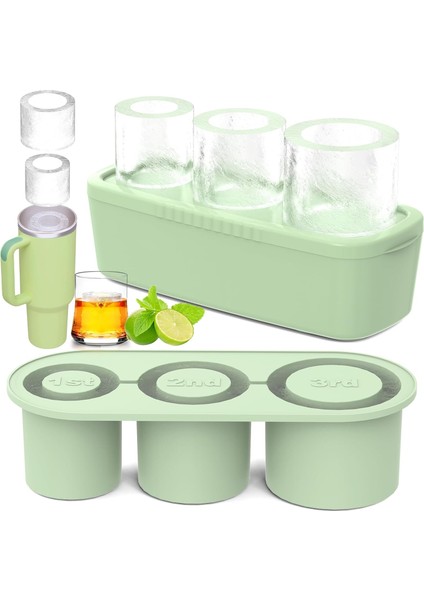30 Oz-40 Oz Tumbler Için Buz Küpü Tepsisi, 3 Adet Silikon Içi Boş Silindir Kapaklı ve Dondurucu Için Kutulu Buz Kalıbı (Yurt Dışından)
