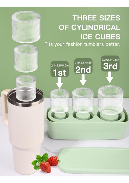 30 Oz-40 Oz Tumbler Için Buz Küpü Tepsisi, 3 Adet Silikon Içi Boş Silindir Kapaklı ve Dondurucu Için Kutulu Buz Kalıbı (Yurt Dışından) fiyatları