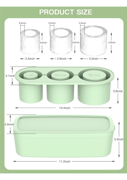 30 Oz-40 Oz Tumbler Için Buz Küpü Tepsisi, 3 Adet Silikon Içi Boş Silindir Kapaklı ve Dondurucu Için Kutulu Buz Kalıbı (Yurt Dışından) indirimleri