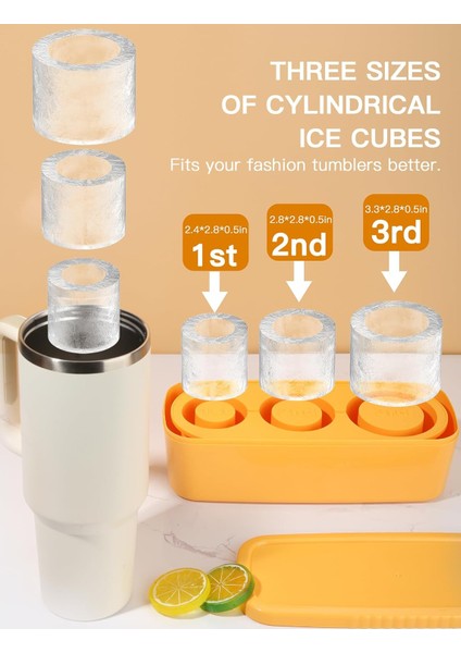 30 Oz-40 Oz Tumbler Için Buz Küpü Tepsisi, 3 Adet Silikon Içi Boş Silindir Kapaklı ve Dondurucu Için Kutulu Buz Kalıbı (Yurt Dışından) fiyatları