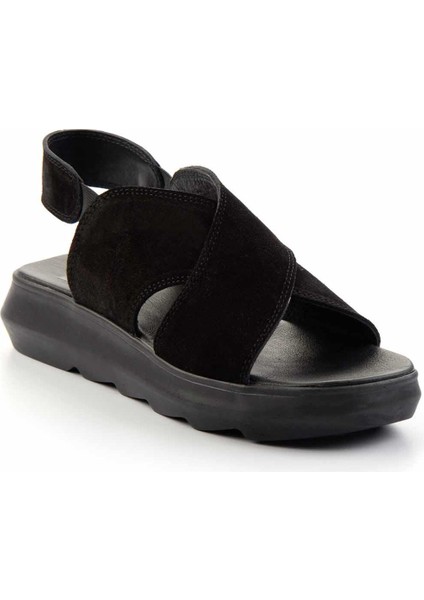 Siyah Süet Deri Kadın Sandalet K05379071402 modelleri