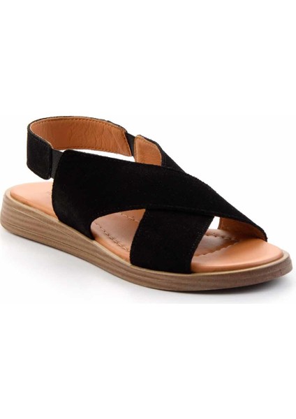 Siyah Süet Deri Kadın Sandalet K05906131402 modelleri