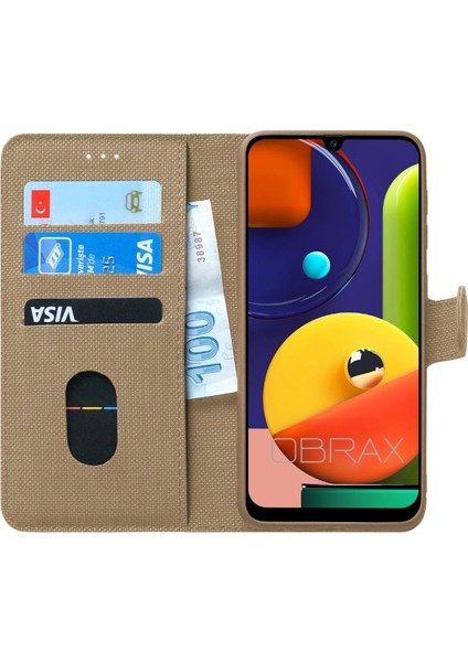 Samsung Galaxy M51 Kılıf Standlı Salaş Kumas Cüzdan Kilifı
