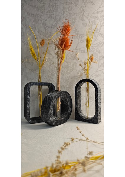Beton Mermer Efekt Vazo,kuru Çiçeklik Vazo,dekoratif Vazo 3'lü Set(3 Cam Tüp Dahil) fiyatları