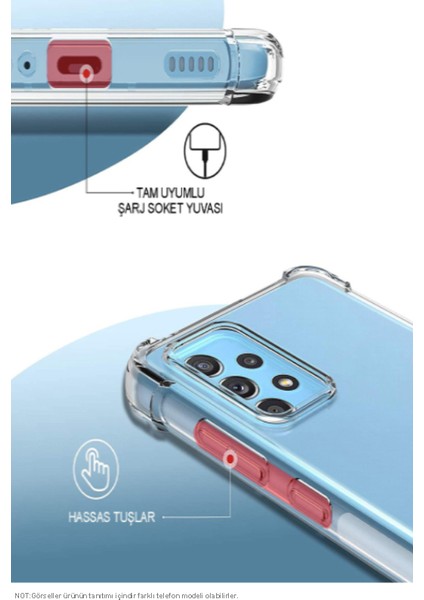 Samsung Galaxy A15 Kapak Şeffaf Airbag Antishock Köşe Korumalı Silikon Kılıf