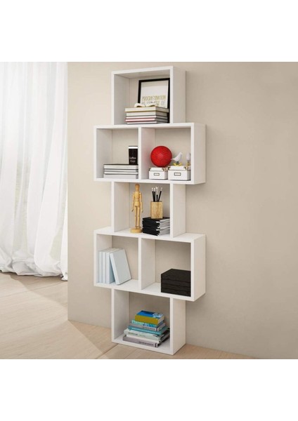 Dekoratif Duvar Rafı, Beyaz Duvar Rafı, Duvar Rafı Kitaplık, Çok Amaçlı Raf, %100 Mdf