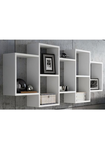 Dekoratif Duvar Rafı, Beyaz Duvar Rafı, Duvar Rafı Kitaplık, Çok Amaçlı Raf, %100 Mdf
