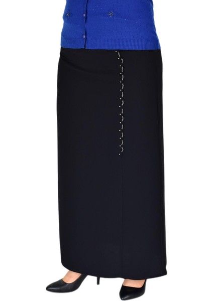 Kadın Uzun Etek Kapalı Yırtmaç Zincir Taş Detaylı 200 BGL-ST03785