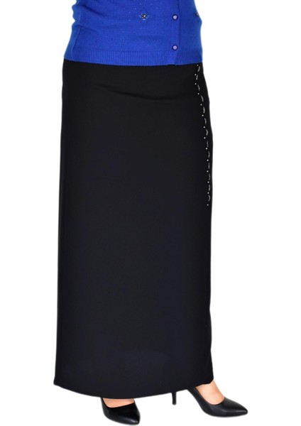 Kadın Uzun Etek Kapalı Yırtmaç Zincir Taş Detaylı 200 BGL-ST03785 modelleri