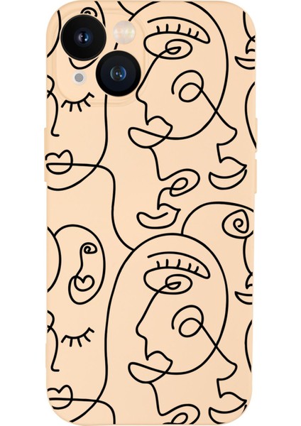 Apple iPhone 13 Uyumlu Face Art Desenli Silikonlu Lansman Kılıf