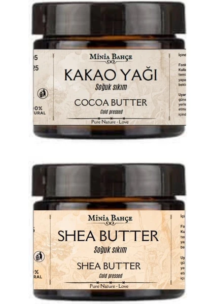 Minia Bahçe Soğuk Sıkım Shea Butter ve Kakao Yağı, %100 Doğal & Saf, 50ML