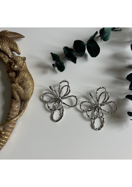 Silver Çiçek Küpe