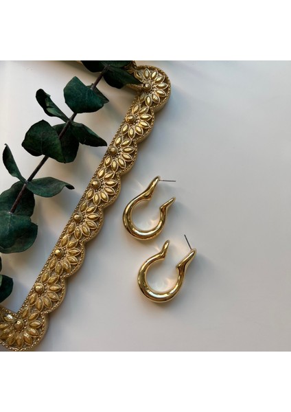 Gold Oval Halka Küpe