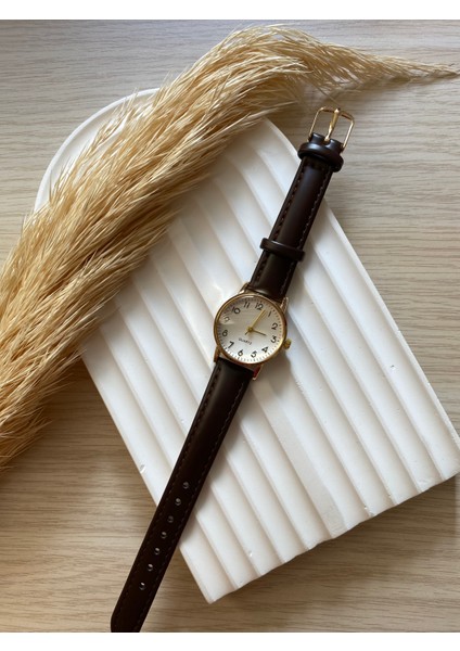 Bs Stıll Minimal Vintage Kadın Kol Saati Retro Quartz Deri Kordon 1 Adet