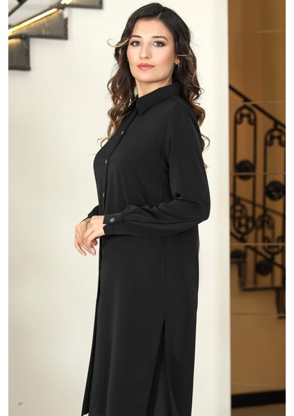 Asrın Tunik Pantolon Ikili Tesettür Takım Siyah