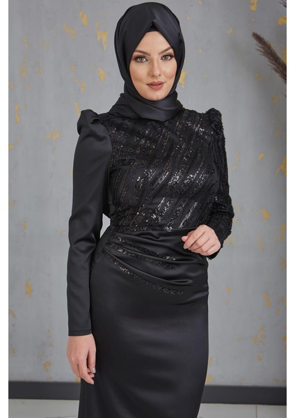 Serap Tesettür Abiye Siyah