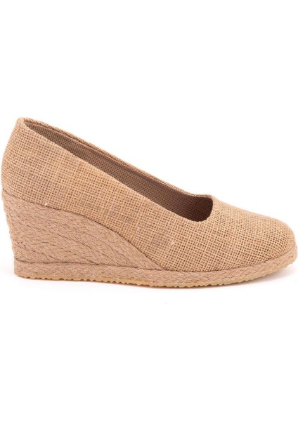 Hasır Keten Espadril Dolgu Topuk