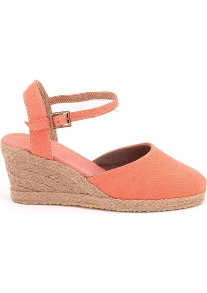 Topuğu Açık Bilekten Bantlı Dolgu Topuk Keten Hasır Espadril