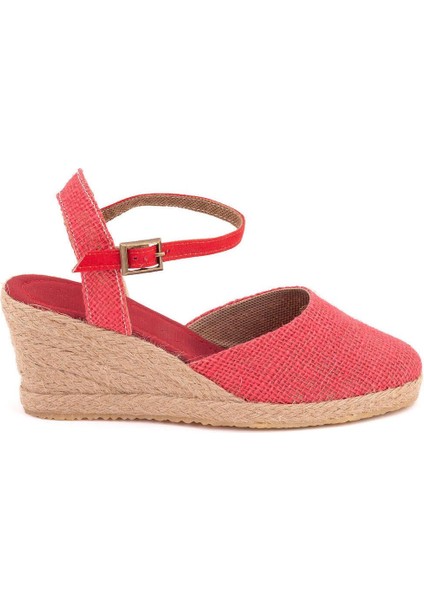 Topuğu Açık Bilekten Bantlı Dolgu Topuk Keten Hasır Espadril