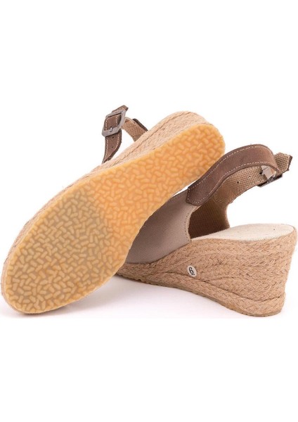 Burnu Açık Arkası Bantlı Dolgu Topuk Keten Hasır Espadril fırsatları