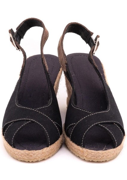 Burnu Açık Arkası Bantlı Dolgu Topuk Keten Hasır Espadril modelleri