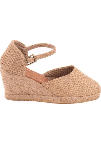 Hasır Dolgu Topuk Keten Hasır Espadril
