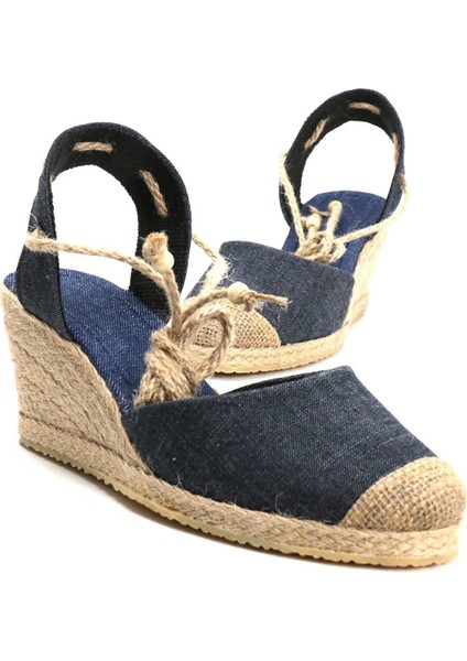 Topuğu Açık Bilekten Bağlamalı Bej Dolgu Topuk Keten Hasır Espadril modelleri