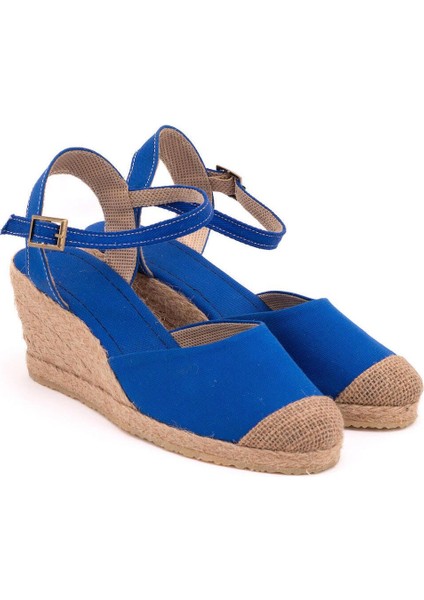 Topuğu Açık Burnu Hasırlı Bilekten Bantlı Dolgu Topuk Keten Hasır Espadril fiyatları
