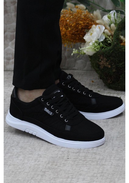 Dks 2038 Siyah Beyaz Hafif Rahat Keten Sneaker Erkek Ayakkabı