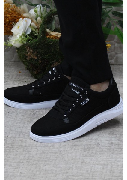 Dks 2038 Siyah Beyaz Hafif Rahat Keten Sneaker Erkek Ayakkabı modelleri