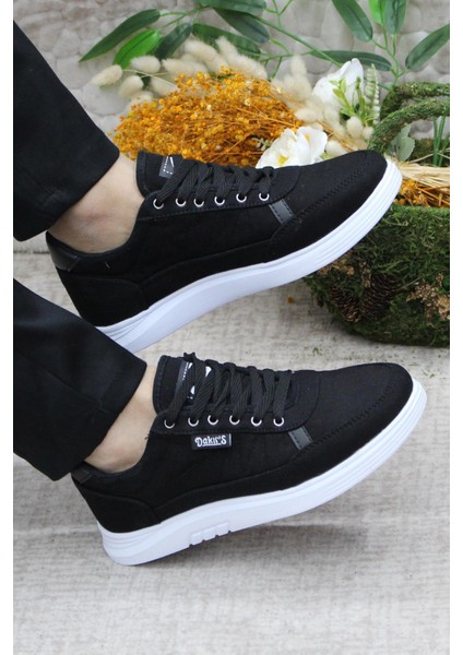 Dks 2038 Siyah Beyaz Hafif Rahat Keten Sneaker Erkek Ayakkabı indirimleri